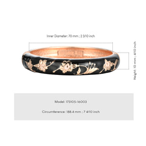 UJOY Cloisonne Bangle Rose Gold Diamond Black  Bracelet Gifts for Mom Women Girls