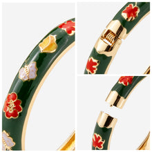 Load image into Gallery viewer, UJOY Vintage Cloisonne Enamel Bangle Gold Plated Butterfly Floral Hinged Bracelet Women Oriental Jewelry Gift