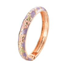 Load image into Gallery viewer, UJOY Cloisonne Bangle Colorful Painted Floral Rose Gold Bracelet Gifts for Women Girls 411105