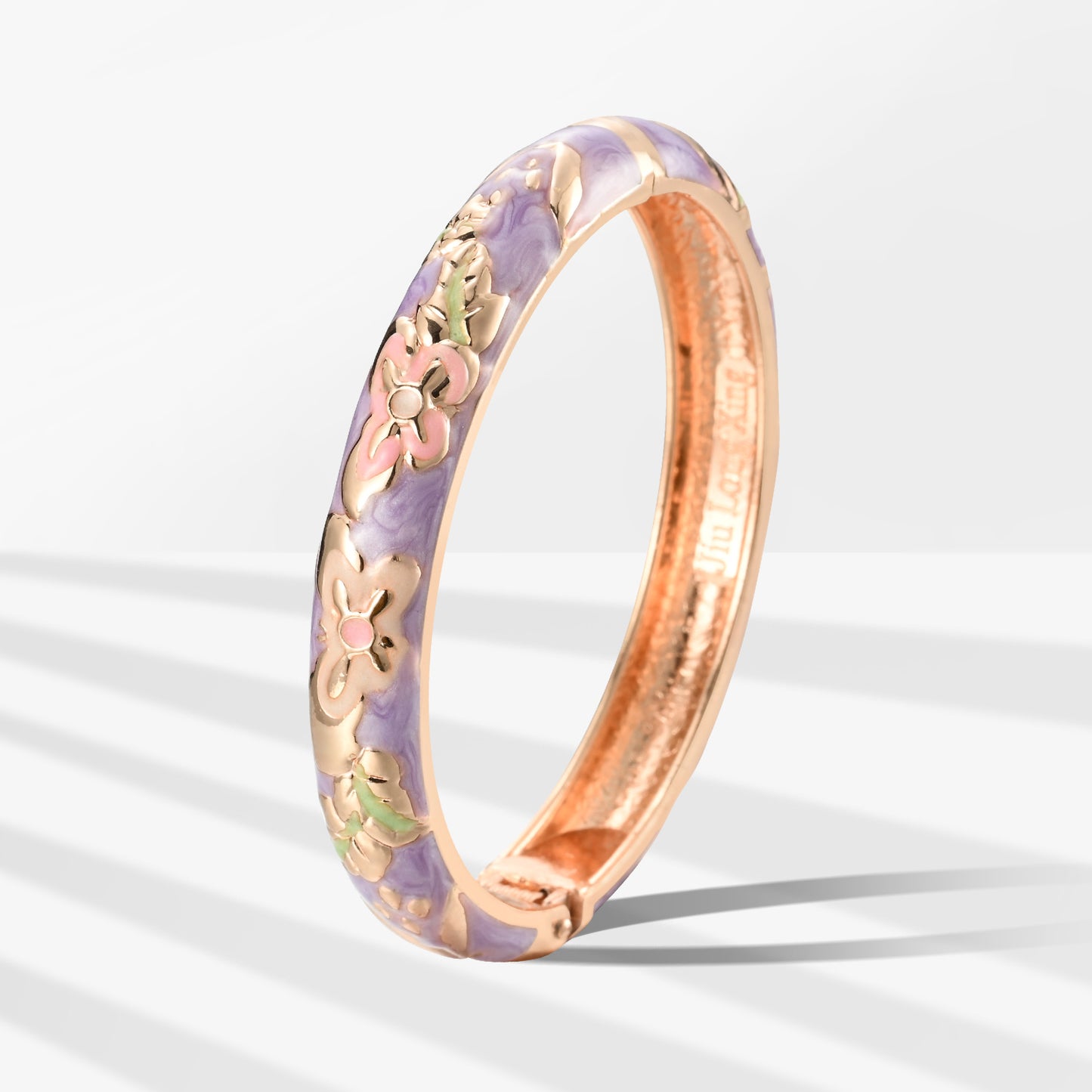 UJOY Cloisonne Bangle Colorful Painted Floral Rose Gold Bracelet Gifts for Women Girls 411105