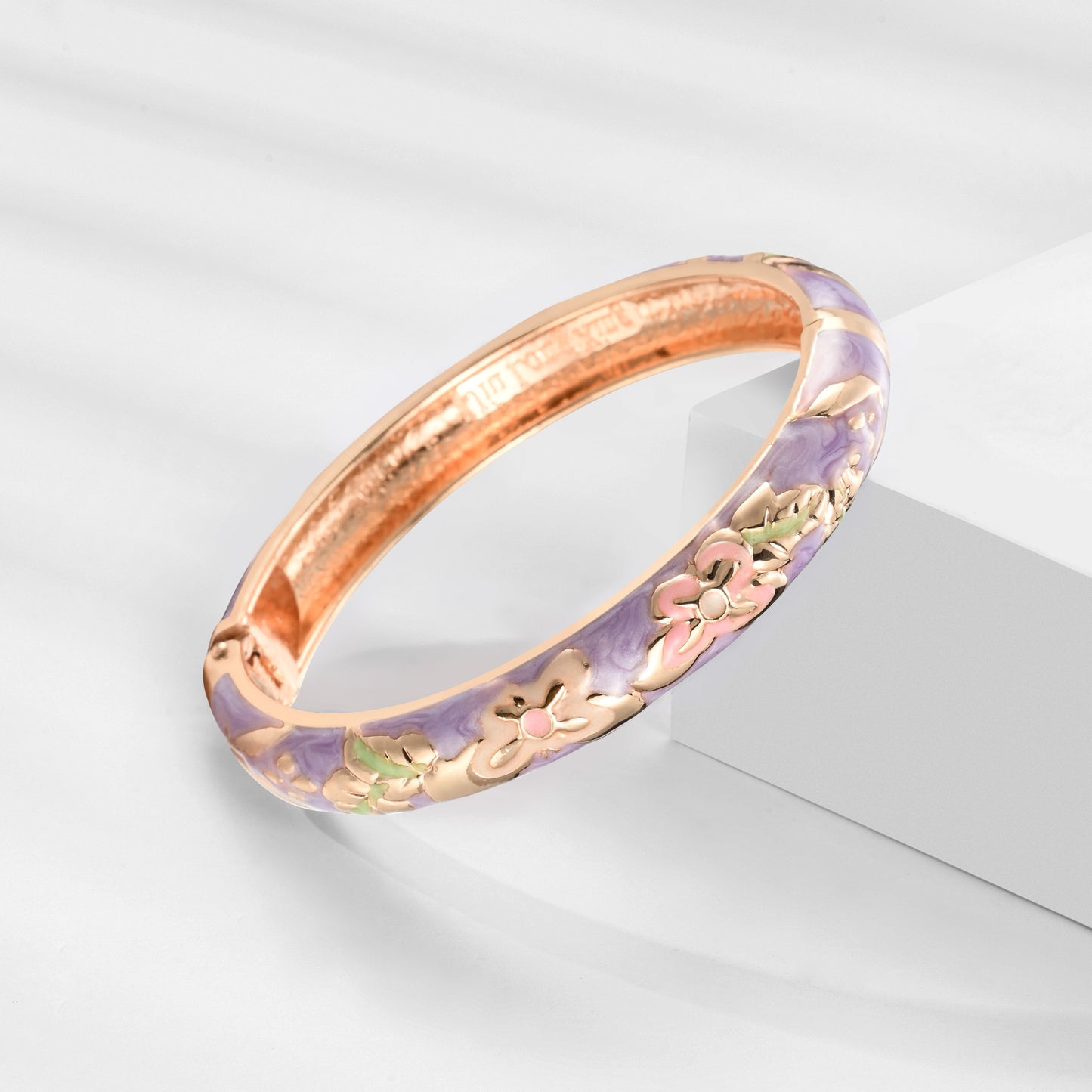 UJOY Cloisonne Bangle Colorful Painted Floral Rose Gold Bracelet Gifts for Women Girls 411105