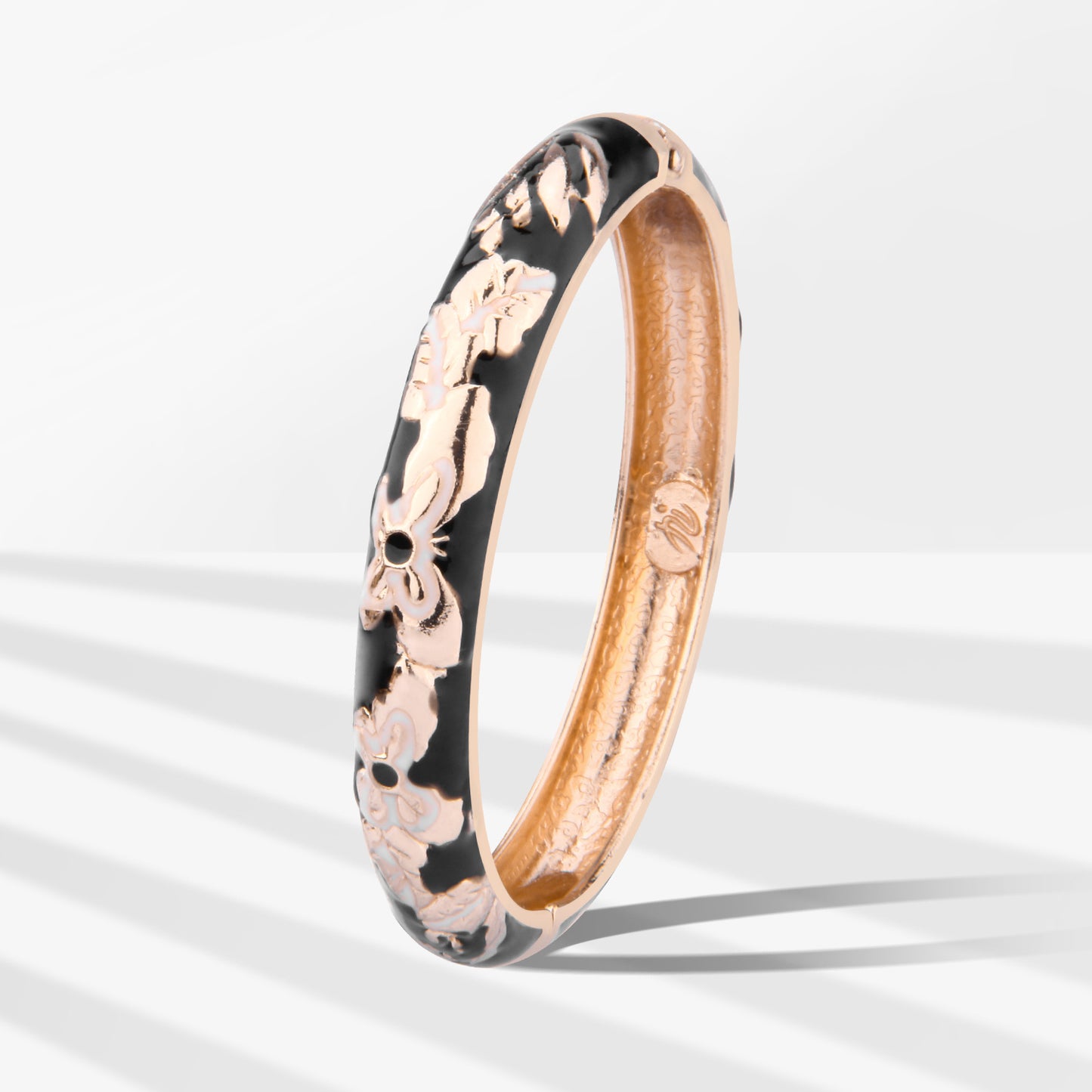 UJOY Cloisonne Bangle Colorful Painted Floral Rose Gold Bracelet Gifts for Women Girls 411105
