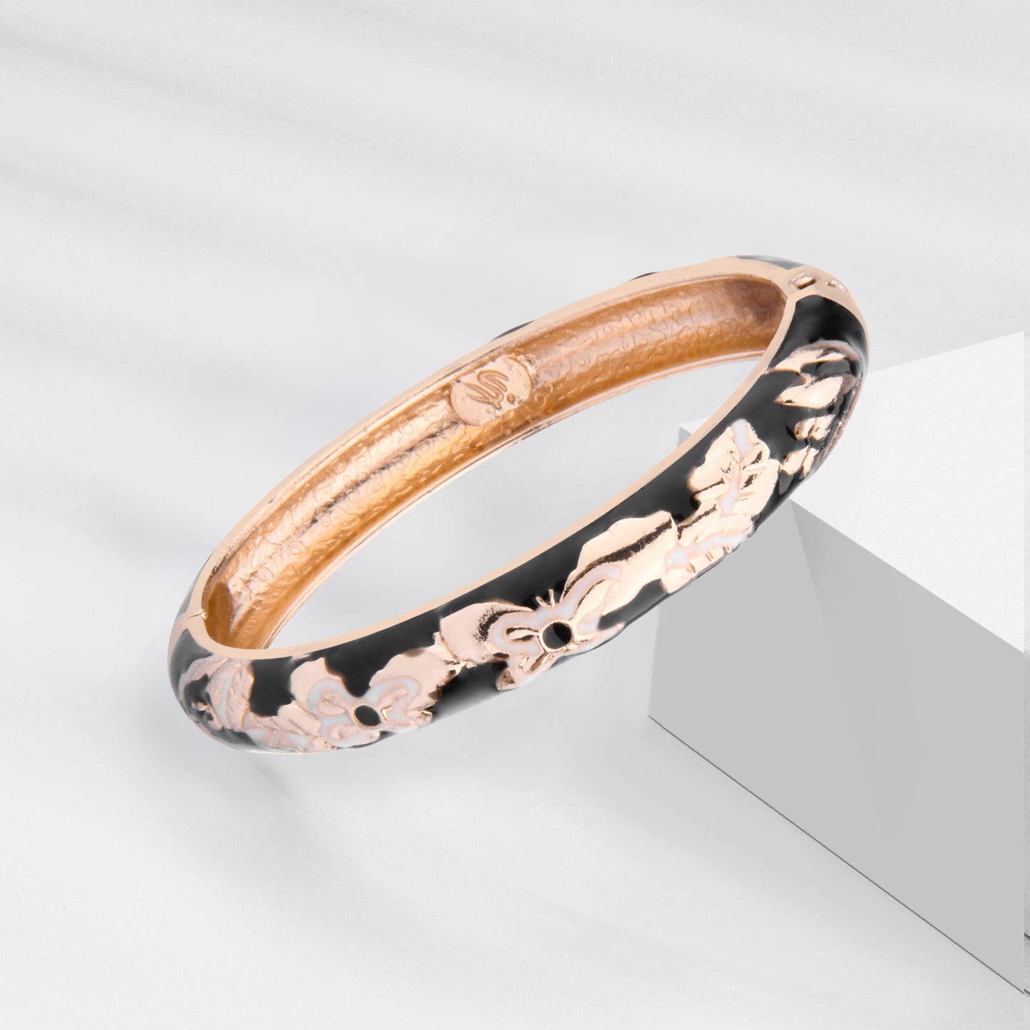 UJOY Cloisonne Bangle Colorful Painted Floral Rose Gold Bracelet Gifts for Women Girls 411105