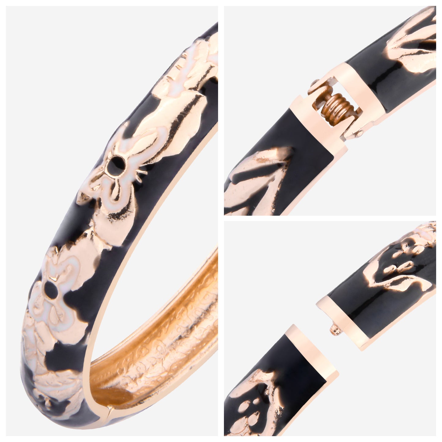 UJOY Cloisonne Bangle Colorful Painted Floral Rose Gold Bracelet Gifts for Women Girls 411105