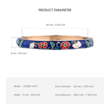 Load image into Gallery viewer, UJOY Cloisonne Bangle Dark Blue Floral Pattern Gold-rimmed Bracelet Gifts for Women Girls 412085
