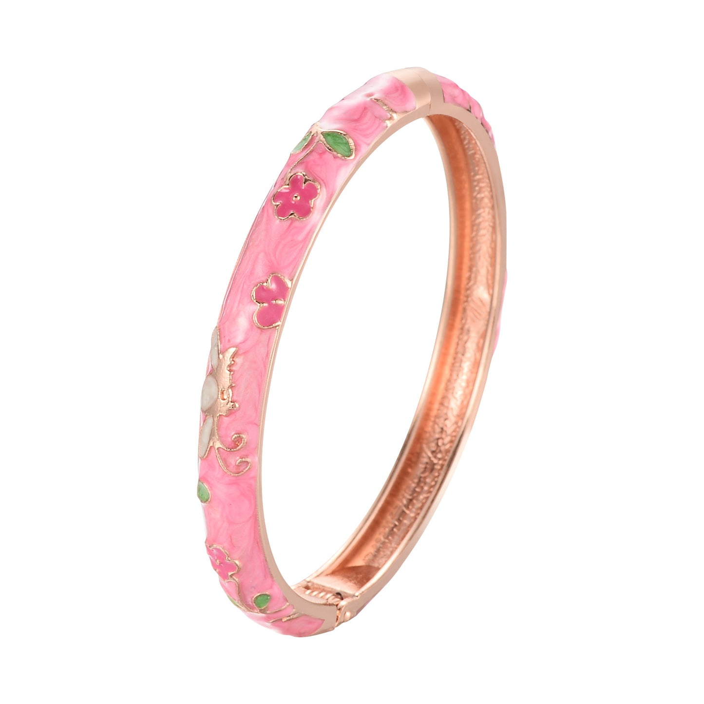 UJOY Cloisonne Bangle Colorful Painted Floral Rose Gold Bracelet Gifts for Women Girls 413085