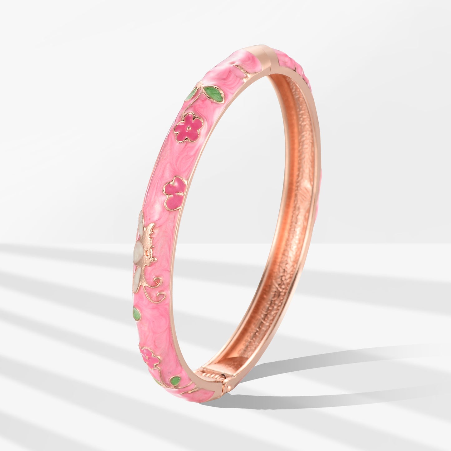 UJOY Cloisonne Bangle Colorful Painted Floral Rose Gold Bracelet Gifts for Women Girls 413085