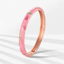 Load image into Gallery viewer, UJOY Cloisonne Bangle Colorful Painted Floral Rose Gold Bracelet Gifts for Women Girls 413085