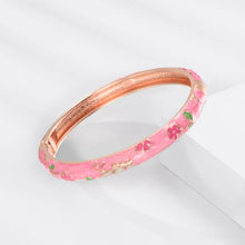 Load image into Gallery viewer, UJOY Cloisonne Bangle Colorful Painted Floral Rose Gold Bracelet Gifts for Women Girls 413085