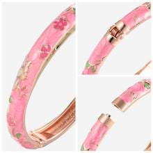 Load image into Gallery viewer, UJOY Cloisonne Bangle Colorful Painted Floral Rose Gold Bracelet Gifts for Women Girls 413085