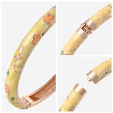 Load image into Gallery viewer, UJOY Cloisonne Bangle Colorful Painted Floral Rose Gold Bracelet Gifts for Women Girls 413085