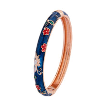 Load image into Gallery viewer, UJOY Cloisonne Bangle Colorful Painted Floral Rose Gold Bracelet Gifts for Women Girls 413085