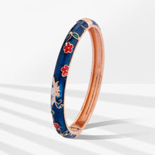 Load image into Gallery viewer, UJOY Cloisonne Bangle Colorful Painted Floral Rose Gold Bracelet Gifts for Women Girls 413085