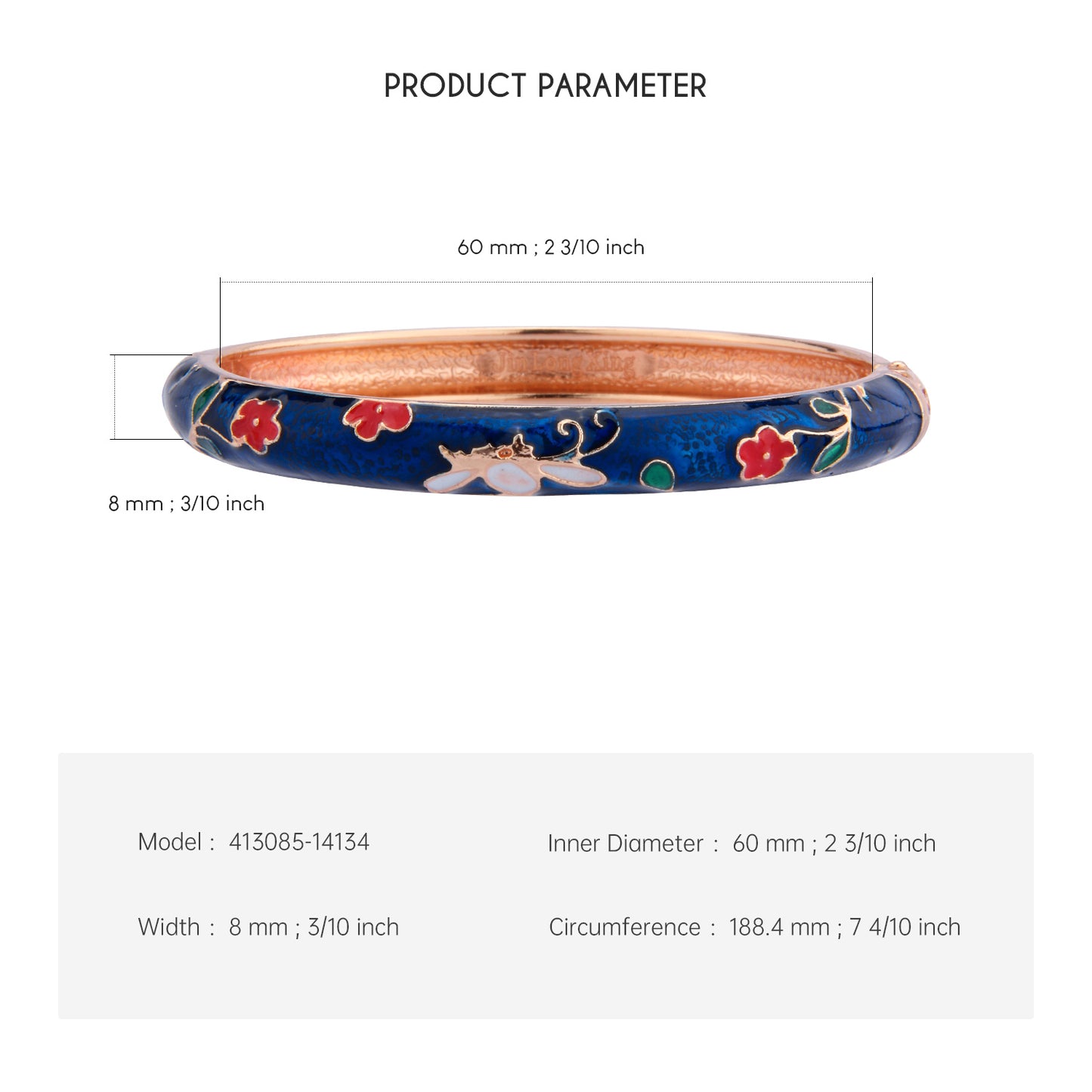 UJOY Cloisonne Bangle Colorful Painted Floral Rose Gold Bracelet Gifts for Women Girls 413085