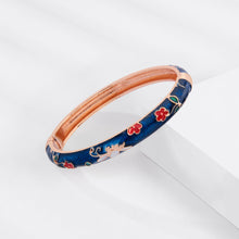 Load image into Gallery viewer, UJOY Cloisonne Bangle Colorful Painted Floral Rose Gold Bracelet Gifts for Women Girls 413085