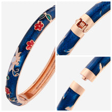 Load image into Gallery viewer, UJOY Cloisonne Bangle Colorful Painted Floral Rose Gold Bracelet Gifts for Women Girls 413085