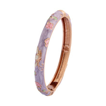 Load image into Gallery viewer, UJOY Cloisonne Bangle Colorful Painted Floral Rose Gold Bracelet Gifts for Women Girls 413085