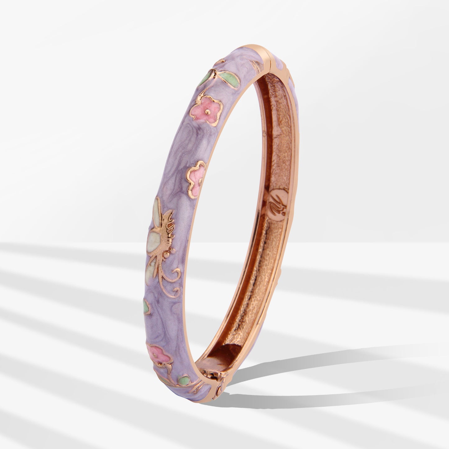 UJOY Cloisonne Bangle Colorful Painted Floral Rose Gold Bracelet Gifts for Women Girls 413085
