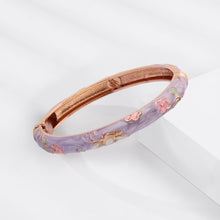 Load image into Gallery viewer, UJOY Cloisonne Bangle Colorful Painted Floral Rose Gold Bracelet Gifts for Women Girls 413085
