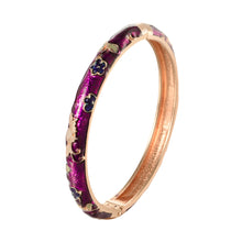 Load image into Gallery viewer, UJOY Cloisonne Bangle Colorful Painted Floral Rose Gold Bracelet Gifts for Women Girls 413085