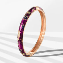 Load image into Gallery viewer, UJOY Cloisonne Bangle Colorful Painted Floral Rose Gold Bracelet Gifts for Women Girls 413085