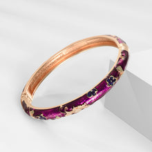 Load image into Gallery viewer, UJOY Cloisonne Bangle Colorful Painted Floral Rose Gold Bracelet Gifts for Women Girls 413085