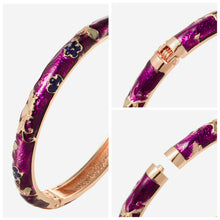 Load image into Gallery viewer, UJOY Cloisonne Bangle Colorful Painted Floral Rose Gold Bracelet Gifts for Women Girls 413085