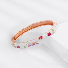 Load image into Gallery viewer, UJOY Cloisonne Bangle Colorful Painted Floral Rose Gold Bracelet Gifts for Women Girls 413085