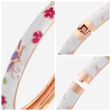 Load image into Gallery viewer, UJOY Cloisonne Bangle Colorful Painted Floral Rose Gold Bracelet Gifts for Women Girls 413085