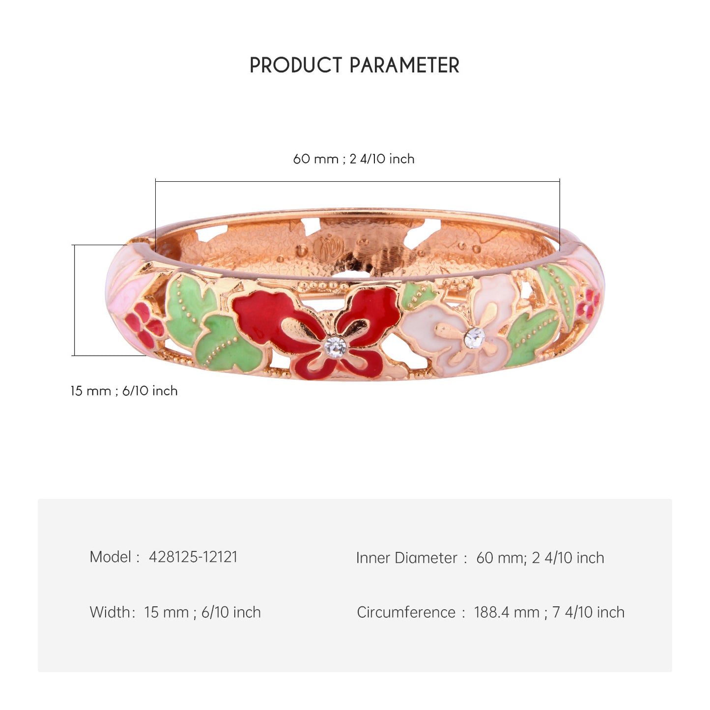 UJOY Cloisonne Bangle Butterfly Pattern Colorful Bracelet Gifts for Women Girls 428125