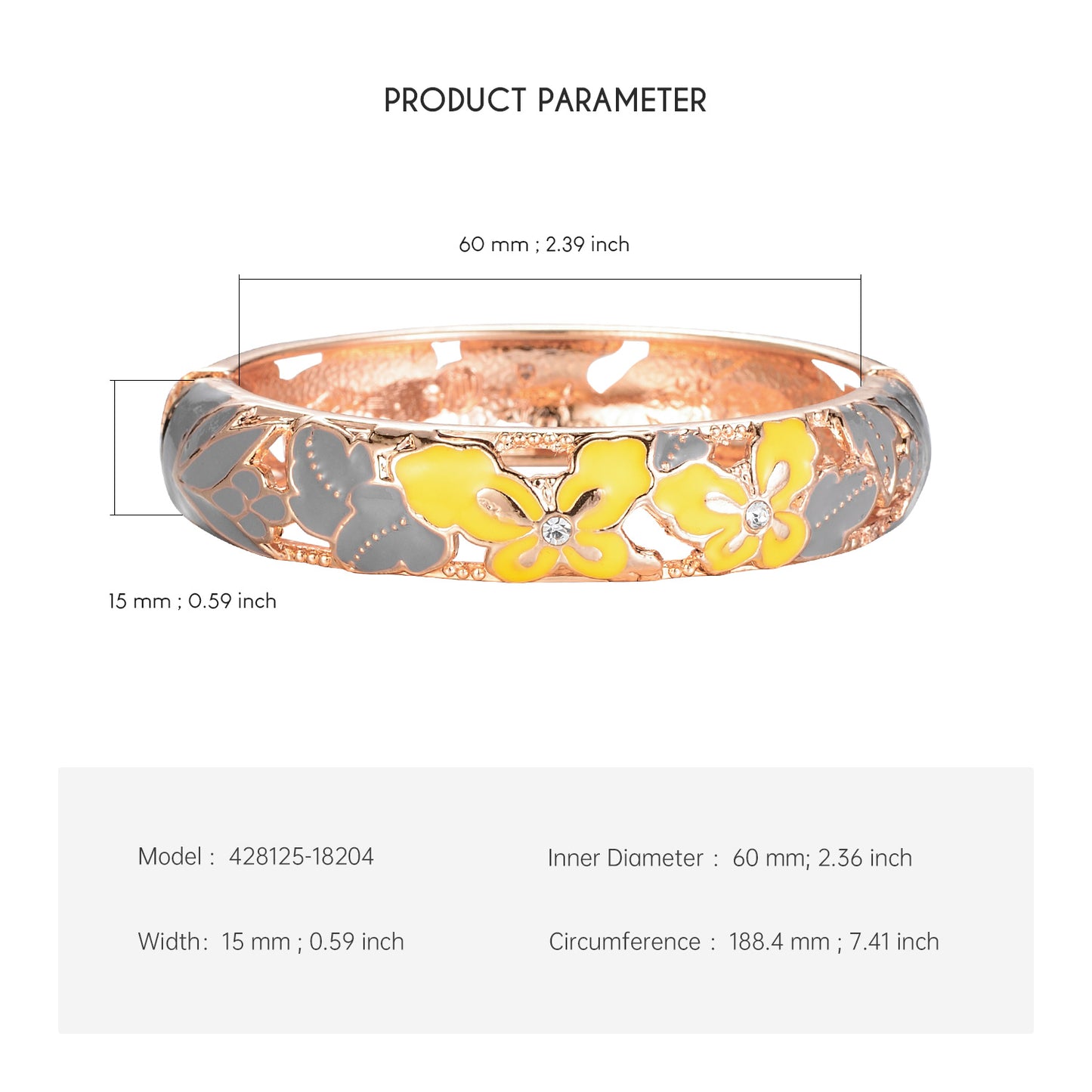 UJOY Cloisonne Bangle Butterfly Pattern Colorful Bracelet Gifts for Women Girls 428125