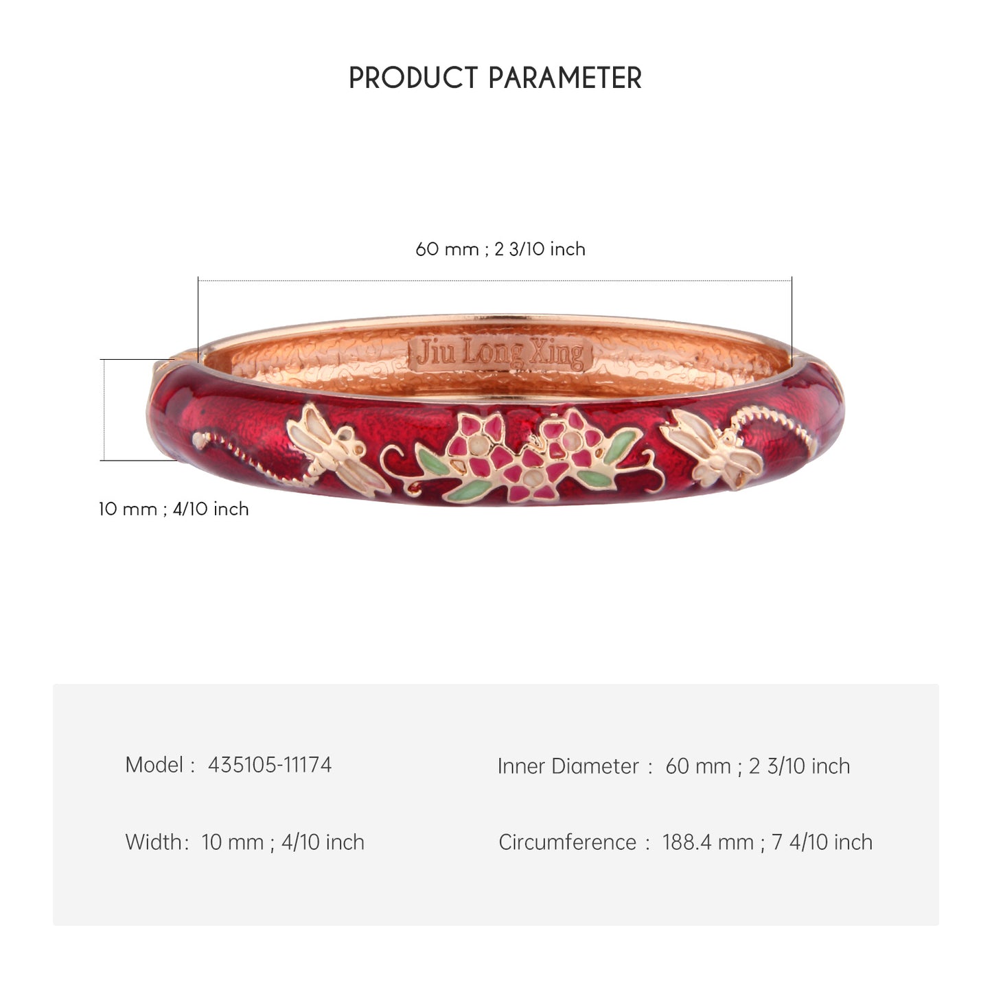 UJOY Cloisonne Bangle Multicolor Floral Dragonfly Rose Gold Bracelet Gifts for Women Girls 435105