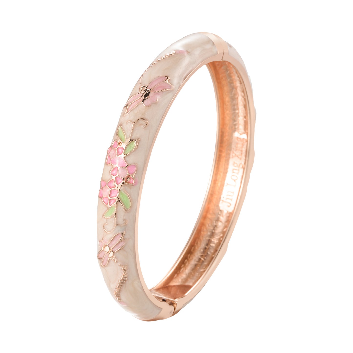 UJOY Cloisonne Bangle Multicolor Floral Dragonfly Rose Gold Bracelet Gifts for Women Girls 435105