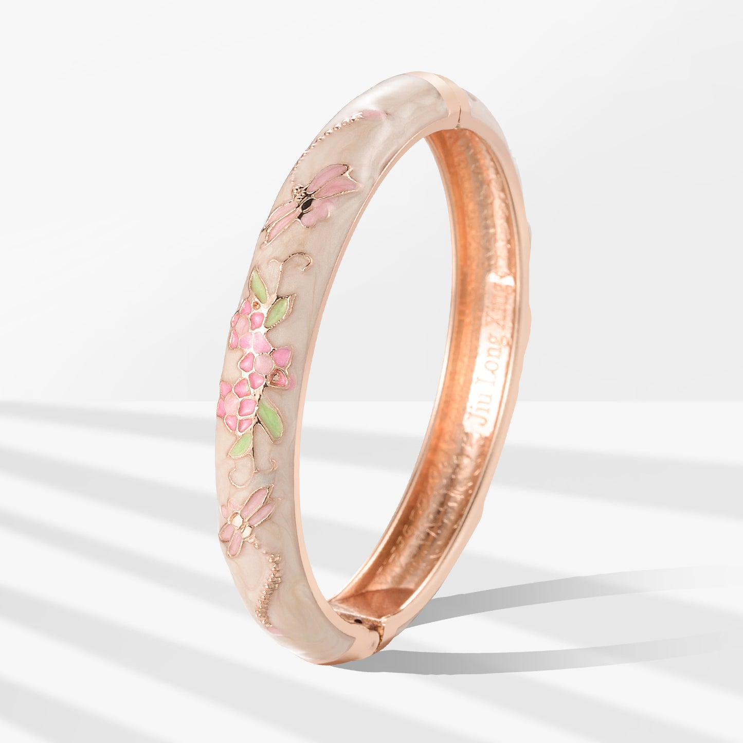 UJOY Cloisonne Bangle Multicolor Floral Dragonfly Rose Gold Bracelet Gifts for Women Girls 435105