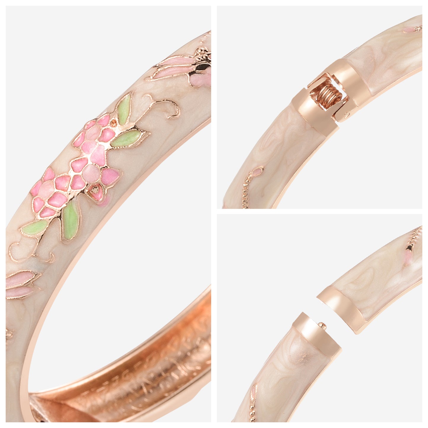 UJOY Cloisonne Bangle Multicolor Floral Dragonfly Rose Gold Bracelet Gifts for Women Girls 435105