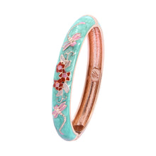 Load image into Gallery viewer, UJOY Cloisonne Bangle Multicolor Floral Dragonfly Rose Gold Bracelet Gifts for Women Girls 435105