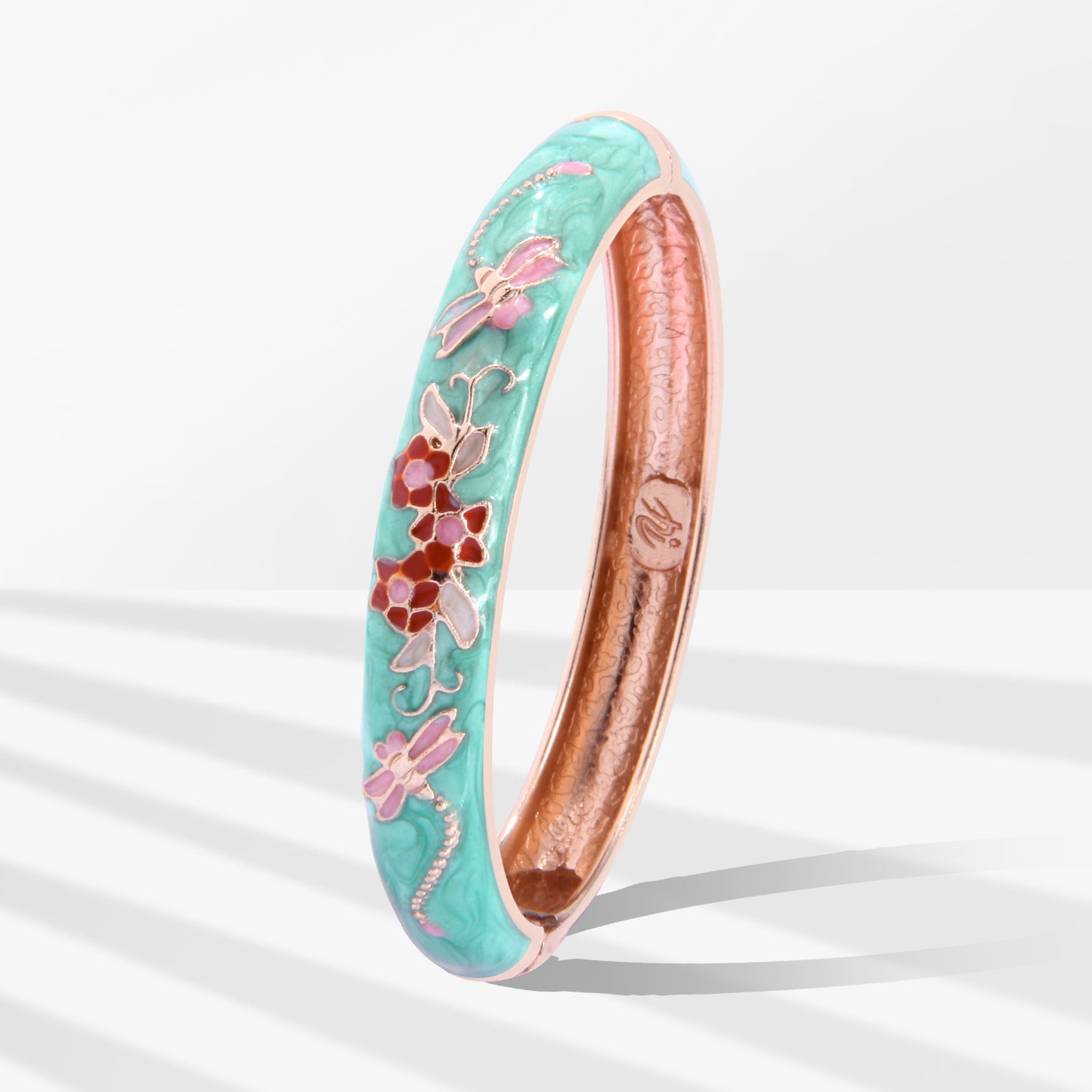 UJOY Cloisonne Bangle Multicolor Floral Dragonfly Rose Gold Bracelet Gifts for Women Girls 435105