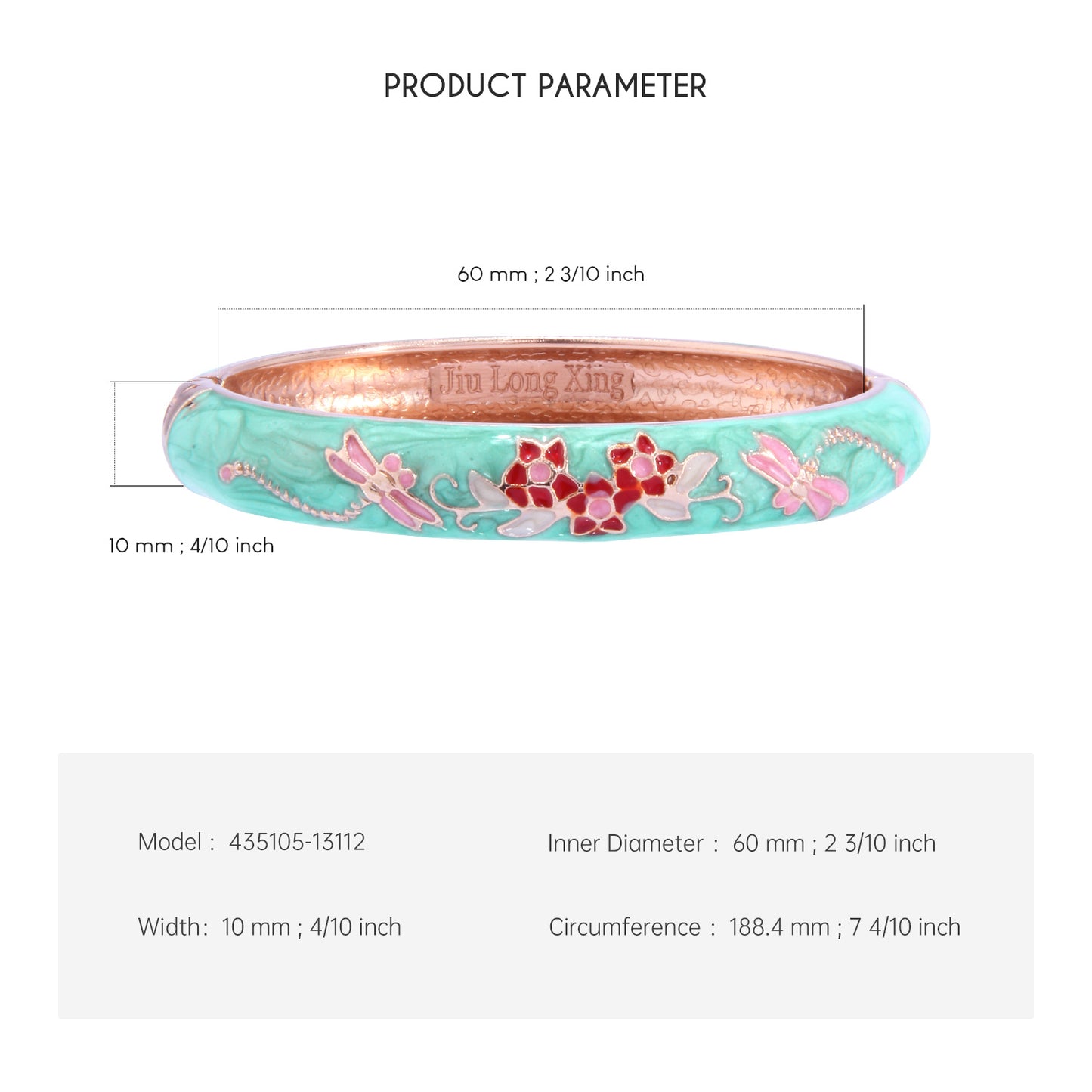 UJOY Cloisonne Bangle Multicolor Floral Dragonfly Rose Gold Bracelet Gifts for Women Girls 435105