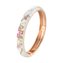 Load image into Gallery viewer, UJOY Cloisonne Bangle Multicolor Floral Dragonfly Rose Gold Bracelet Gifts for Women Girls 435105