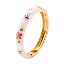 Load image into Gallery viewer, UJOY Vintage Cloisonne Enamel Bangle Gold Plated Double Layer Butterfly Floral Hinged Bracelet Women Oriental Jewelry Gift