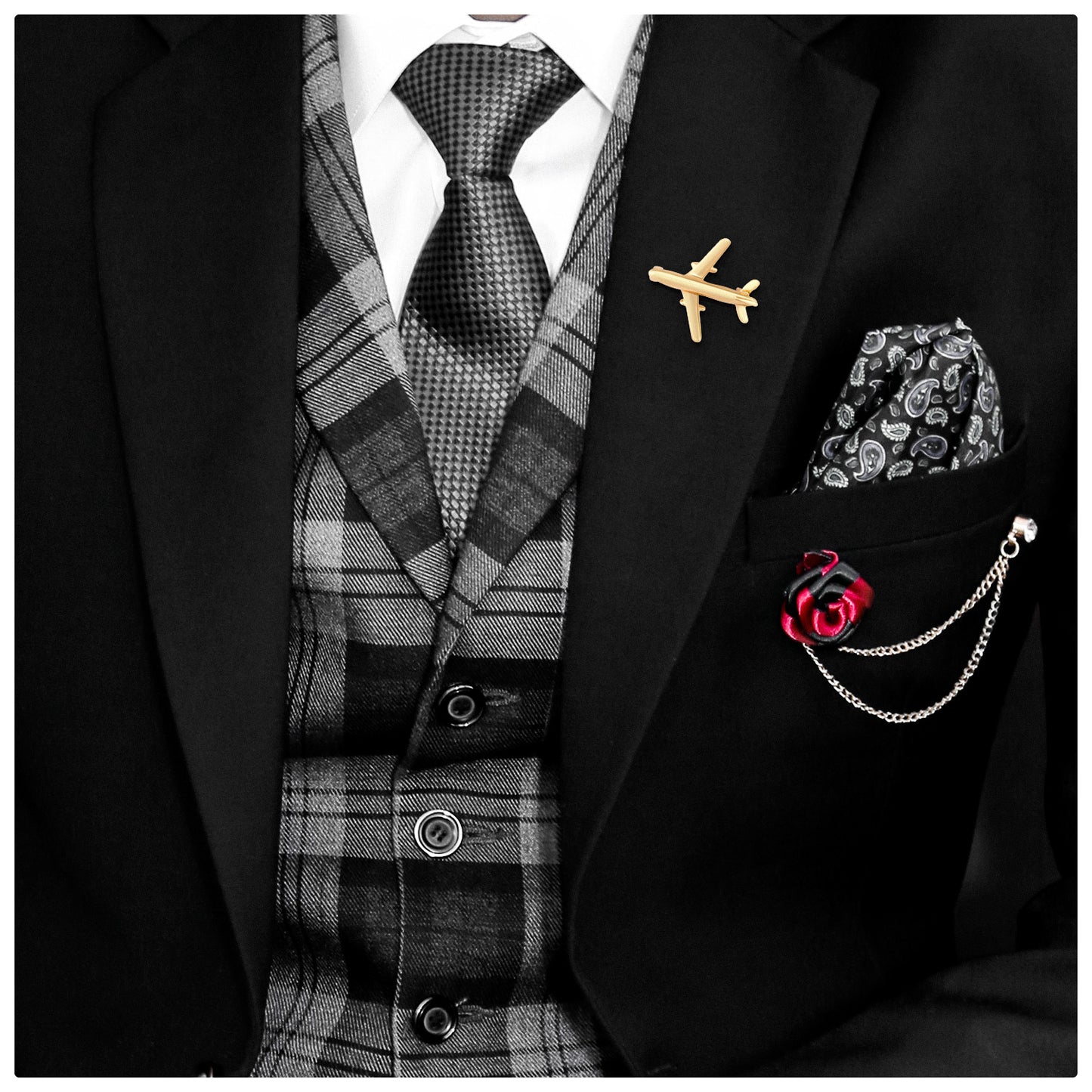 UJOY Gold Airplane Brooch Fashinable Brooch with a Sence of Design Giftes for Women and Men