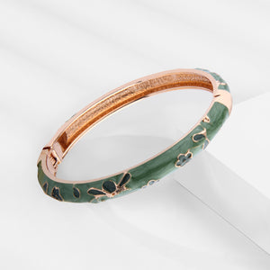 UJOY Cloisonne Bangle Colorful Painted Floral Rose Gold Bracelet Gifts for Women Girls 413085