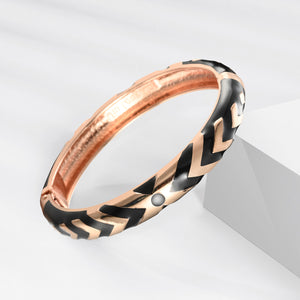 UJOY Cloisonne Bangle Black Green Gold Fashion Striped Bracelet Gifts for Mom Women Girls107105