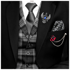 UJOY Royal Blue Wing Double-Headed Eagle Badge Brooch Fashion Temperament Brooch Gifts for Men and Women