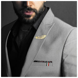 UJOY High Quality Gold Plated Feather Brooch Fashion Lapel Pins with Crystals for Women Jewelry Gift