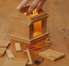Cargar imagen en el visor de la galería, SARIHOSY Solid Wood Mortise &amp; Tenon Earth God Temple Building Blocks – LED-Lit Ancient Chinese Architecture Model, Perfect Birthday Gift for Boys to Explore Traditional Culture