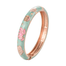Load image into Gallery viewer, UJOY Cloisonne Bangle Pink Floral and Bird-Patterned Rose Gold Bracelet Gifts for Women Girls 508105
