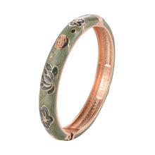 Load image into Gallery viewer, UJOY Cloisonne Bangle Pink Floral and Bird-Patterned Rose Gold Bracelet Gifts for Women Girls 508105