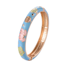 Load image into Gallery viewer, UJOY Cloisonne Bangle Pink Floral and Bird-Patterned Rose Gold Bracelet Gifts for Women Girls 508105