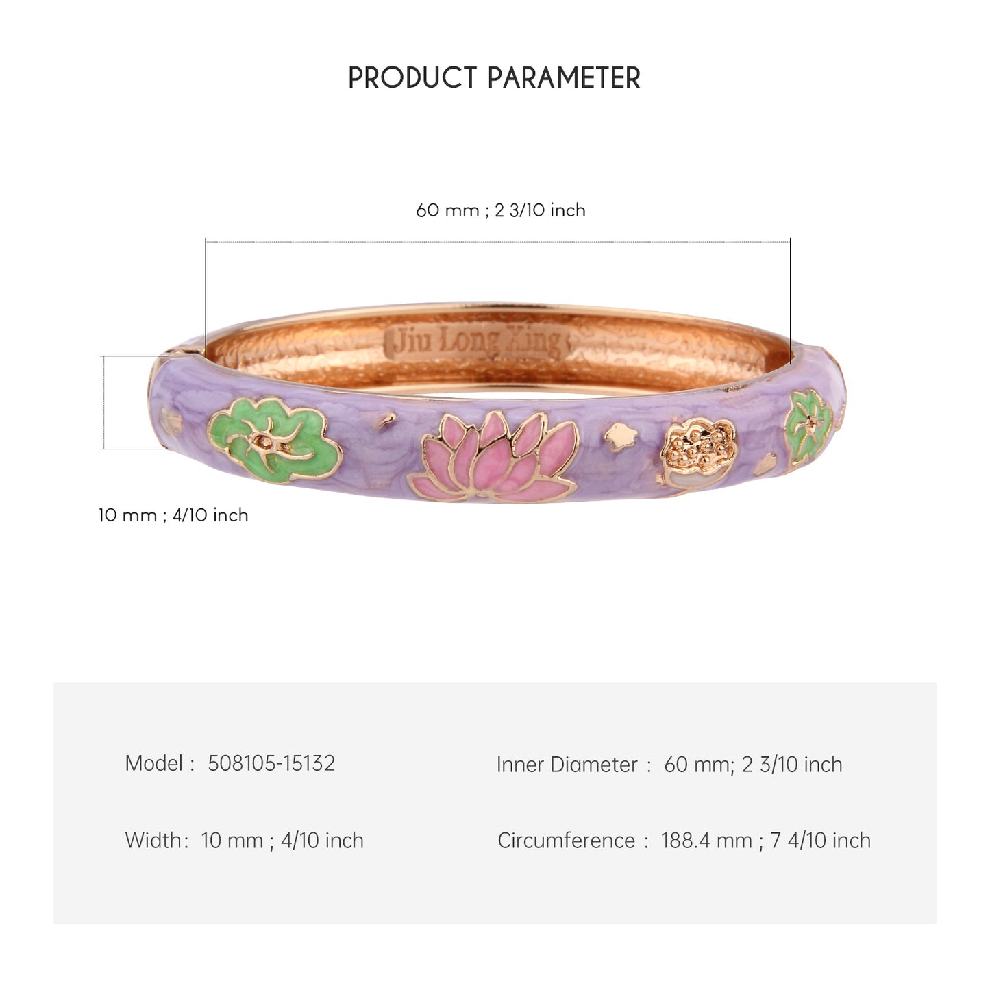 UJOY Cloisonne Bangle Pink Floral and Bird-Patterned Rose Gold Bracelet Gifts for Women Girls 508105